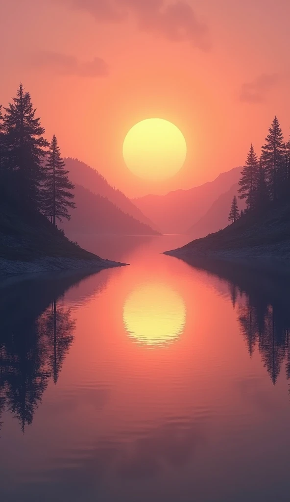 A sunset over a calm lake, symbolizing the tranquility that comes with self-acceptance and inner reflection.