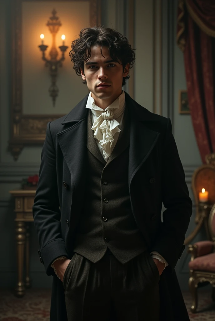 19-year-old man scared with 19th century clothes