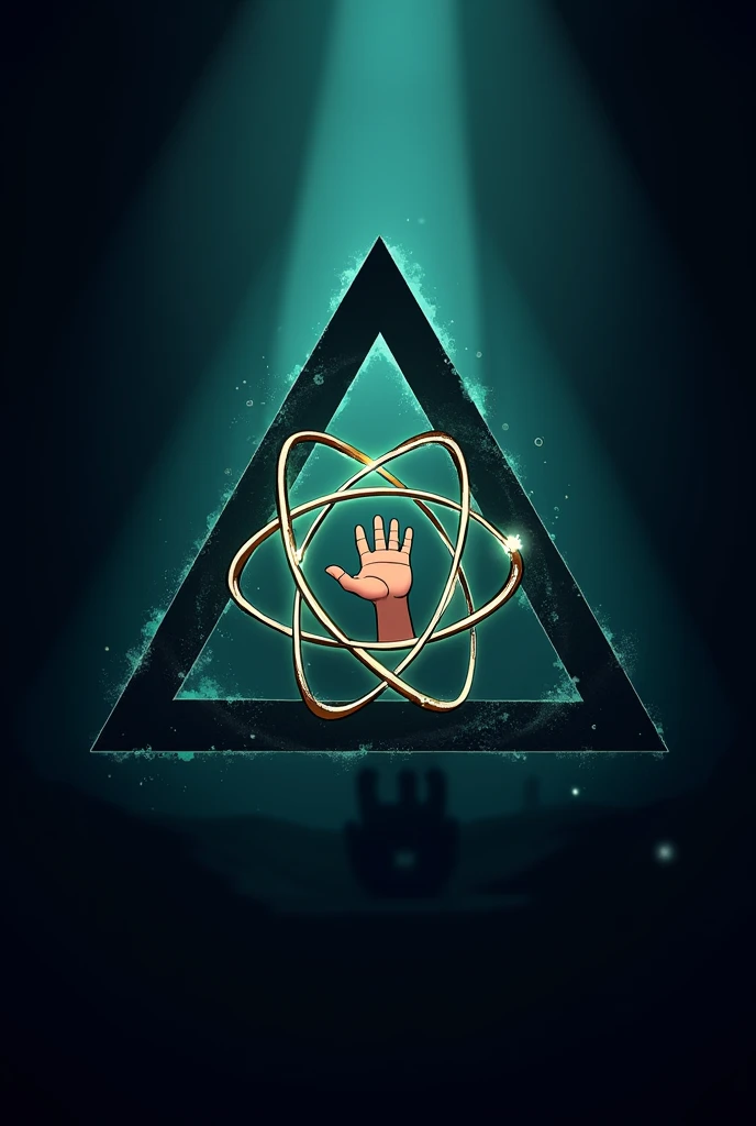 I want a logo for my scientific research journal like the one from gravity falls. It includes an atom with a hand and a triangle.