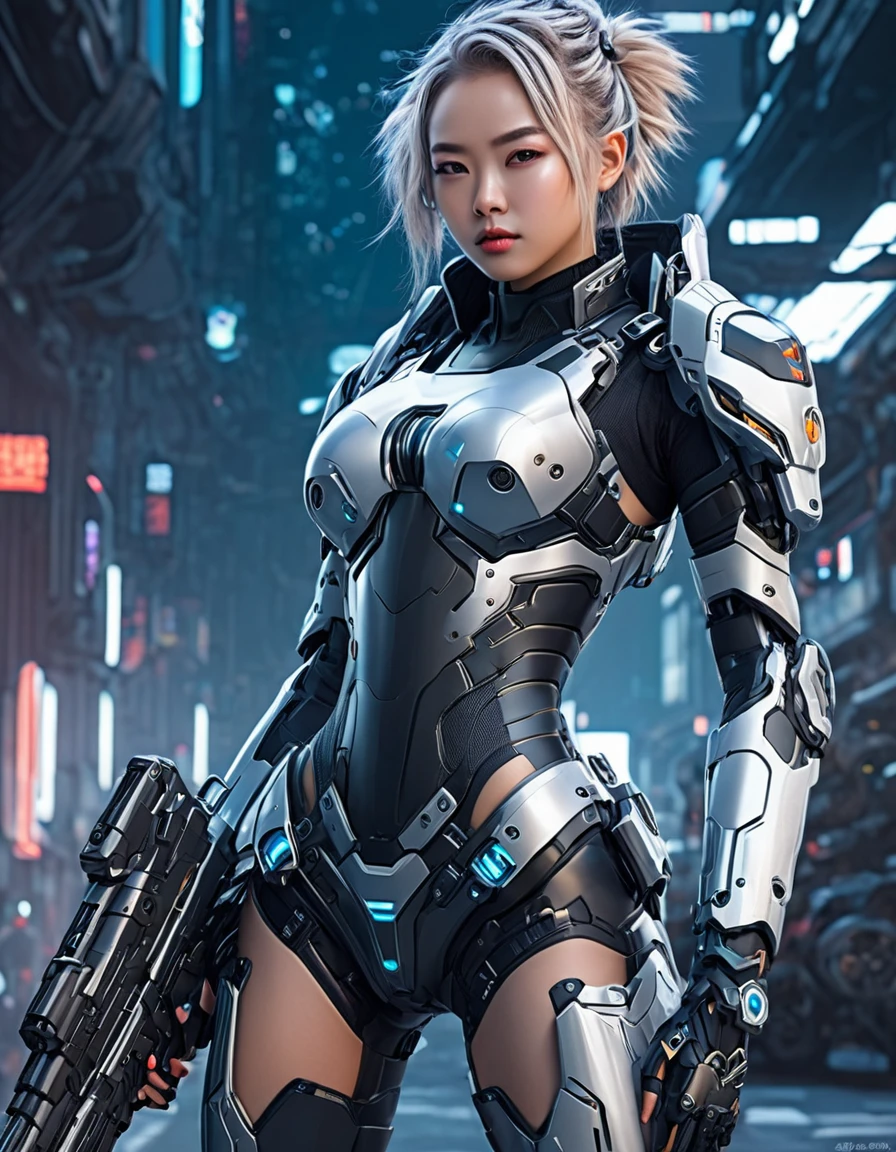 Araff woman in futuristic suit with gun in hand, Girl in fur cyber armor, Mechanized Soldier Girl, CGSociety and Fenghua Zhong, perfect android girl, cute cyborg girl, cyberpunk anime girl fur, women&#39;s fur, красивая cyborg girl, cyborg girl, Wojtek fus, portrait of a girl astronaut in armor, Mechanized Valkyrie Girl