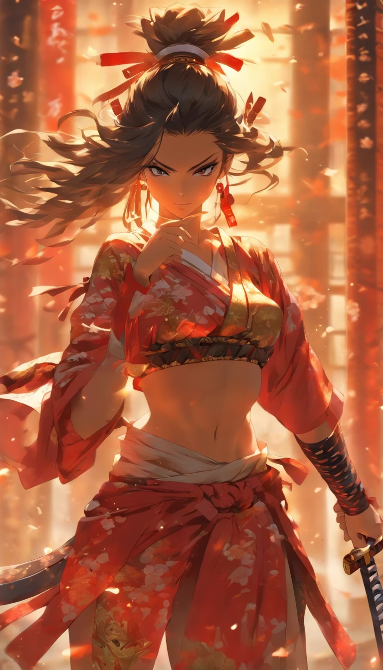 Samurai Swordsman woman In underwear Full body sexy underwear Full body sexy
