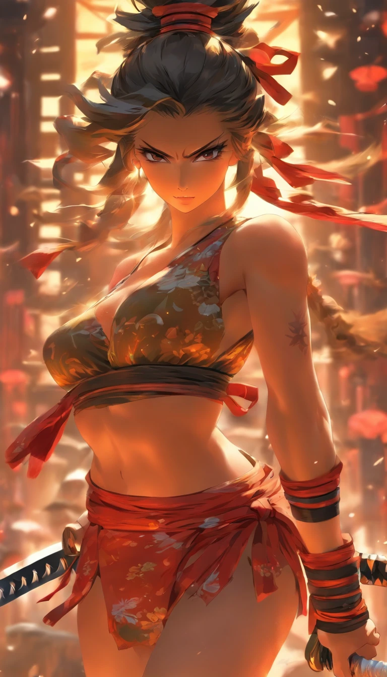 Samurai Swordsman　woman　In underwear　Full body sexy underwear　Full body sexy