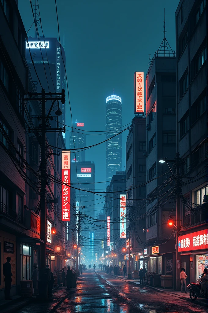 Tokyo city dark anime background