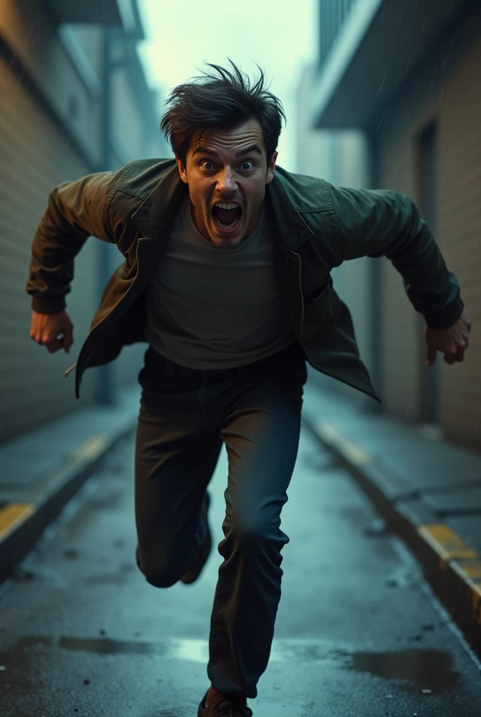 19 year old man running in terror