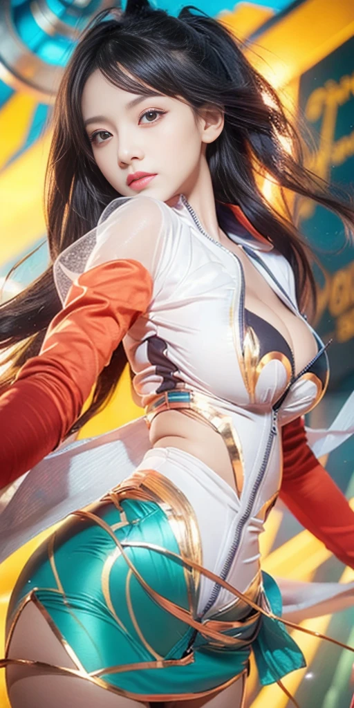 3,(((beautiful girl,Deep V bare chest,cleavage cutout,open cloths,Pure and sexly,See-through clothing:1.6,Looming,Tight clothing,zipper,Damaged clothes,from below,pointy breasts,The body is curvy:1.5,torpedo breast,Pointed chest,torpedo breasts))),curvy ,High target_solve, clearly_image, Detailed background,best quality, high resolution, 8k画质, Perfect dynamic composition, Charming pose,sexly,Shy,masterpiece, best quality, high resolution, 8k, HDR, raytracing, detailed shadows, beautiful girl, (hyperdetailed:1.15),3