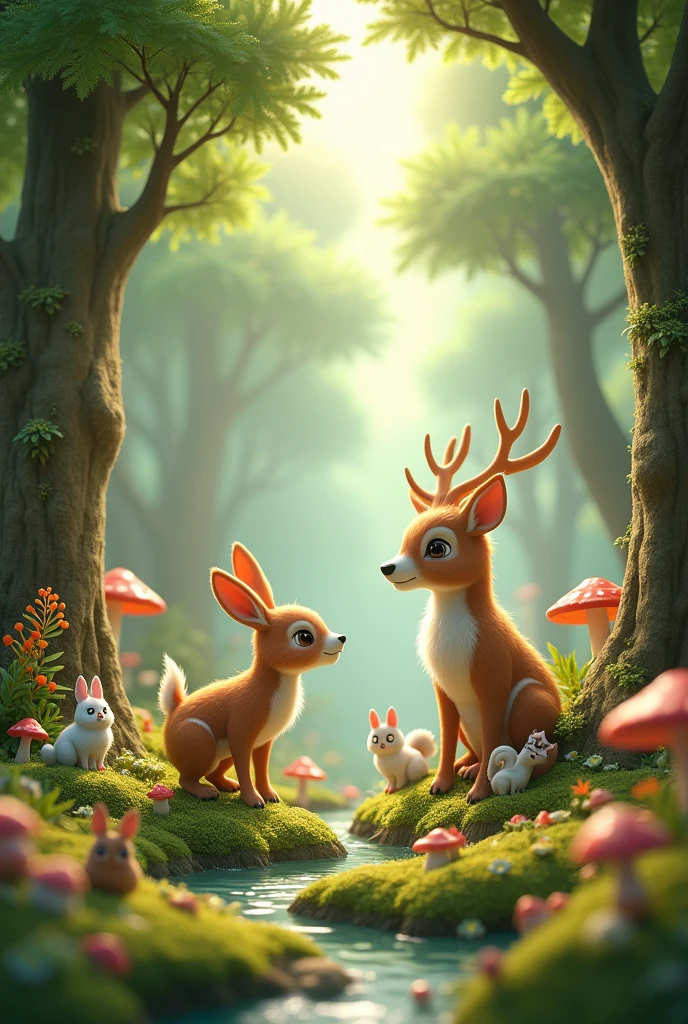 A forest of animals living in harmony