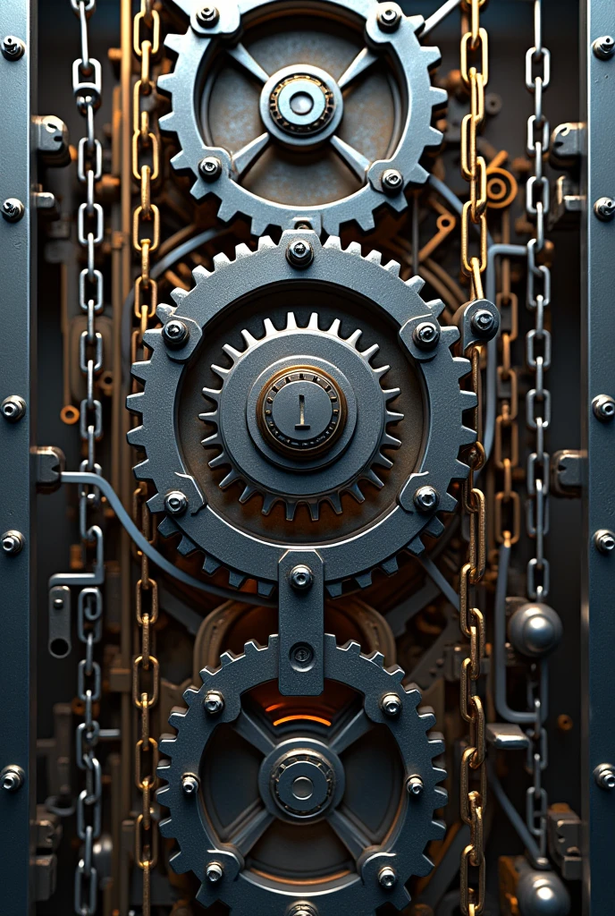 Gears and chains plus metallic colored chains