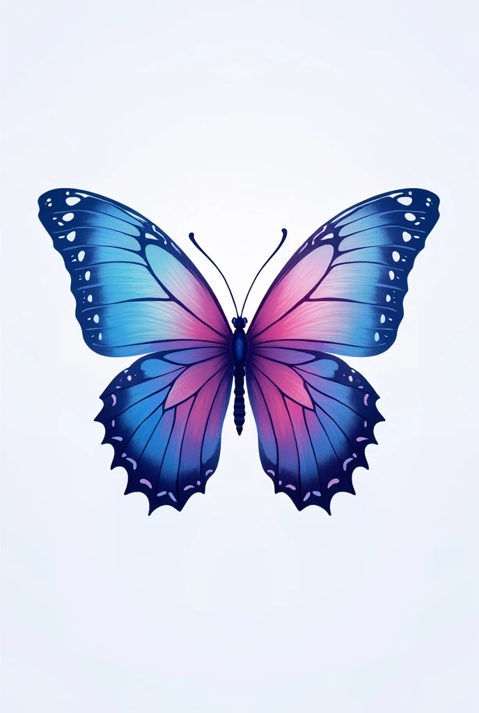 Create a butterfly logo in blue and pink colors