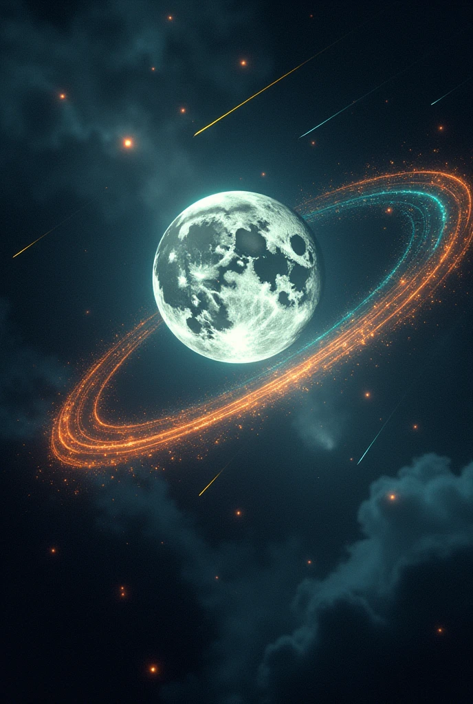 Full moon plus meteorites and planets