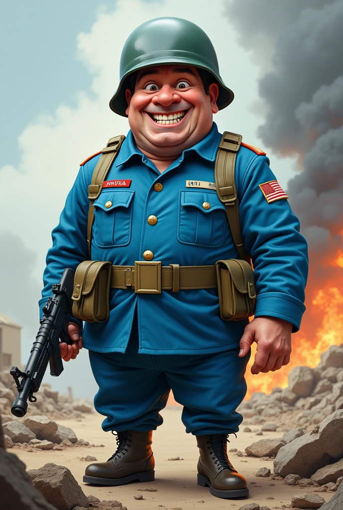 Goofy in blue military war uniform