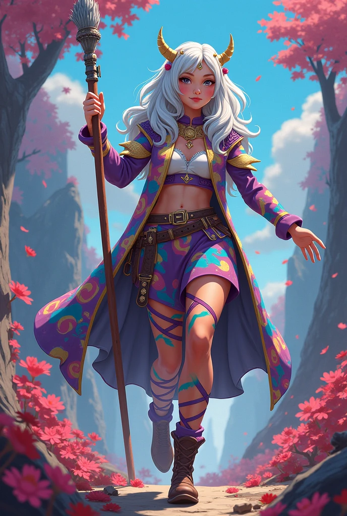 The Kingdom of Character Designs:

1. Aurora: A young graphic designer who discovers that she has the power to bring her creations to life. She has long silver hair., and wears clothes full of colorful patterns. His personality is optimistic, curious and a little impulsive.

2. ink:A little ink dragon that accompanies Aurora. Her body is covered in artistic patterns that change depending on her mood.. He is playful, loyal and always has creative advice for Aurora.

3. The Grayscale Master: The comic book villain, A former designer who has lost his passion for art and seeks to turn the world into a dull, grey place. He dresses in grey robes and always carries with him a magic paintbrush that drains colour from things..

4. shadow: A warrior from the kingdom of colors, that protects creativity. She has an ethereal appearance with a dress made of shadows and lights.. She is wise and strong, and becomes Aurora&#39;s mentor.


 