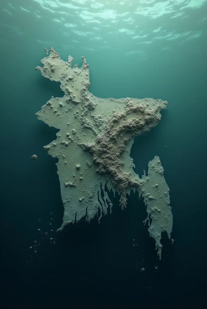 A Bangladesh map crying underwater