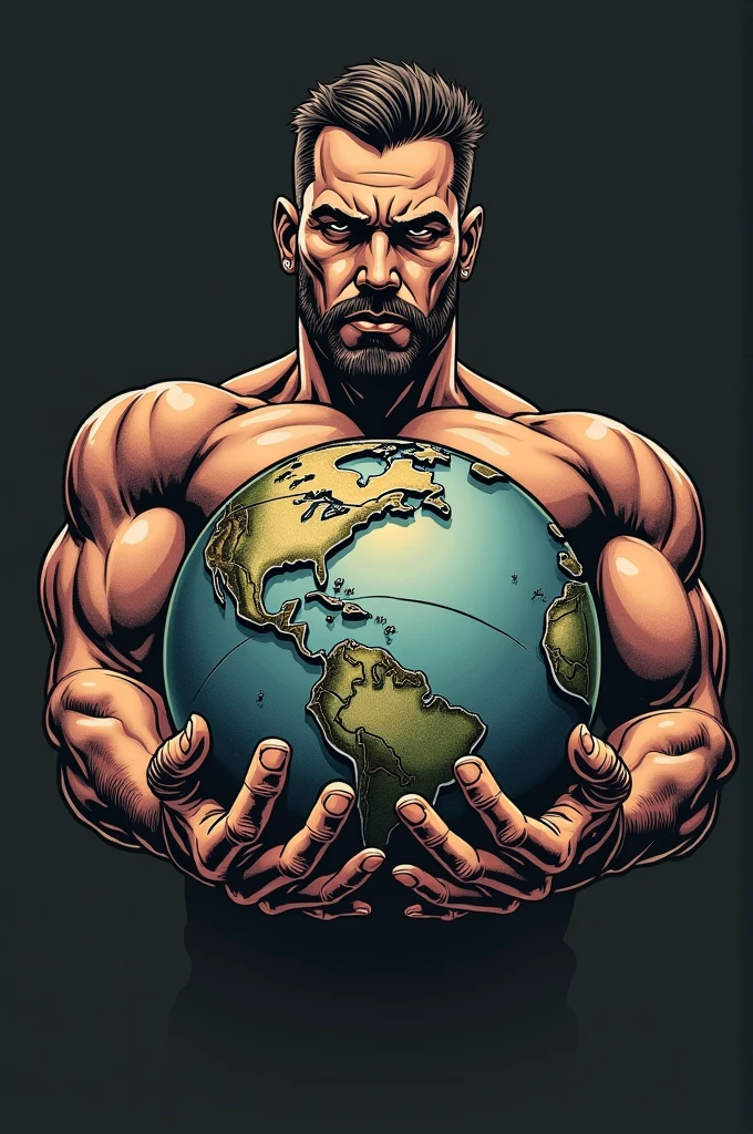 design tattoo of a man with the world in his hand spinning it 