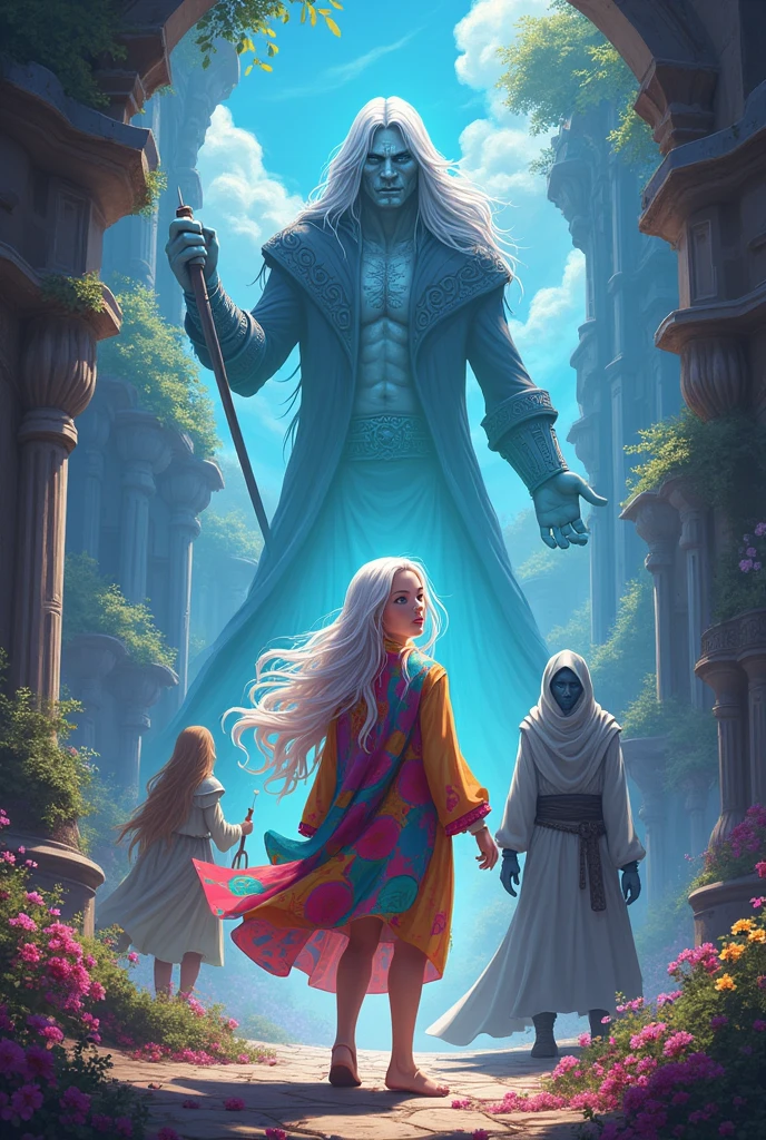 The Kingdom of Designs illustration Characters: 

1. Aurora: A young graphic designer who discovers that she has the power to bring her creations to life. She has long silver hair., and wears clothes full of colorful patterns. His personality is optimistic, curious and a little impulsive.

2. ink:A little ink dragon that accompanies Aurora. Her body is covered in artistic patterns that change depending on her mood.. He is playful, loyal and always has creative advice for Aurora.

3. The Grayscale Master: The comic book villain, A former designer who has lost his passion for art and seeks to turn the world into a dull, grey place. He dresses in grey robes and always carries with him a magic paintbrush that drains colour from things..

4. shadow: A warrior from the kingdom of colors, that protects creativity. She has an ethereal appearance with a dress made of shadows and lights.. She is wise and strong, and becomes Aurora&#39;s mentor.


 