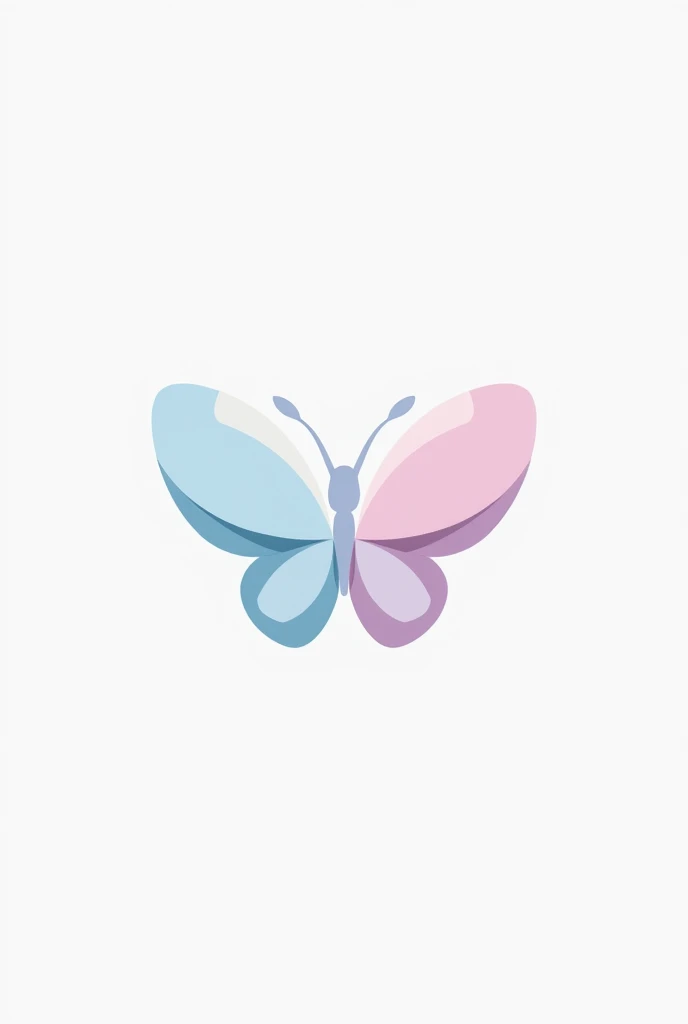 Create a logo with few details in the shape of a butterfly in blue and pink colors