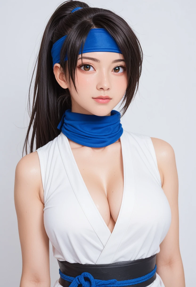 score_9,score_8_up,score_7_up,(pastel-color),(high brightness colors),Cute 20-year-old Japanese 1 girl,solo,(8k, masterpiece, ultra-detailed, best quality, ultra high res, newest, very aesthetic, absurdres, illustration, perfect composition),(hires),looking at viewer,black hair,shiny skin,fair skin,(upper body:1.5),toothless smilev,emphasizing her curvy body and large breasts,(ninja:1.5),(sexy pose:1.3)