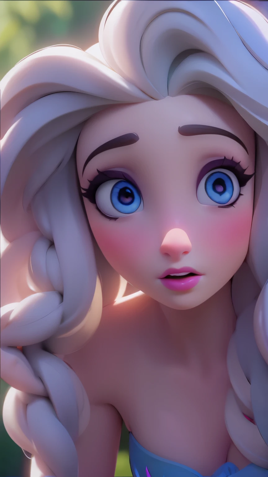 Elsa, (perky breasts), (((small breasts))), smirk:1.2, beautiful blue eyes, (perfect iris’s), depth of colour to her eyes, blonde hair, long hair, braid, full lips, blush, naked, she is showing her vagina, depth of field, bokeh, (special attention to skin detail: 1.2), masterpiece, best quality, ultra-detailed, ultra-HD, photorealistic, cinematic, ((mid camera shot)), sensual pose, alluring, nipples:1.4, looking up at camera, closeup on her face, her cheeks are blushed, 2, she is on her knees, eye contact:1.4, high angle:1.5, ((closeup on face)), perfect face, (((visible breasts))) bokeh everything other than her perfect face, location is Arendelle in winter, ice castle