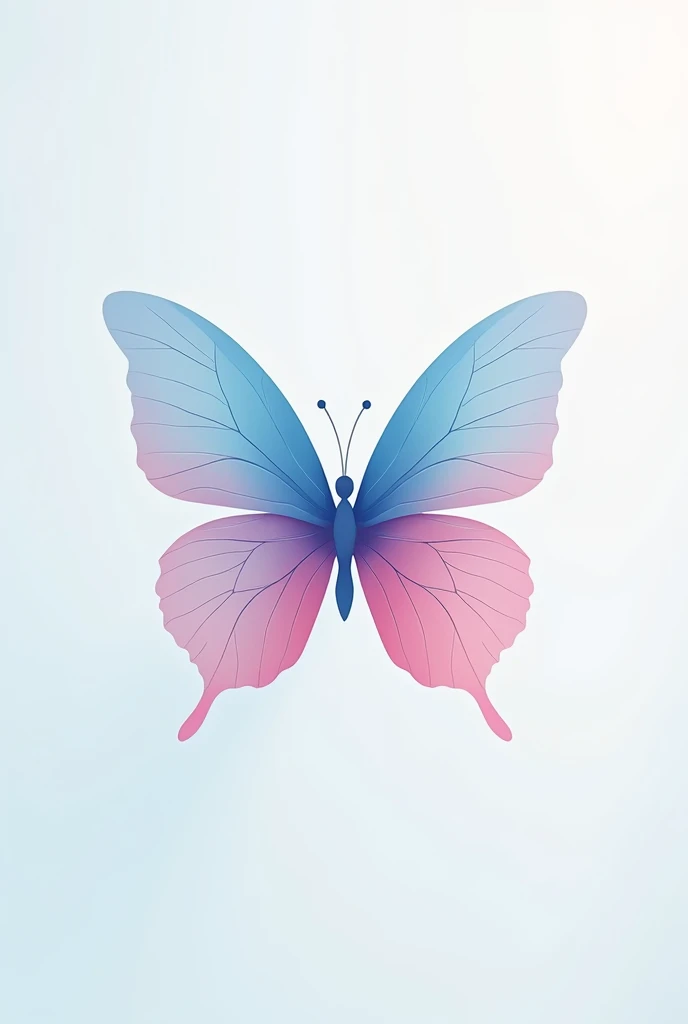 Create a logo with few details in high quality and in the shape of a butterfly in blue and pink colors with the theme of Palliative Care 