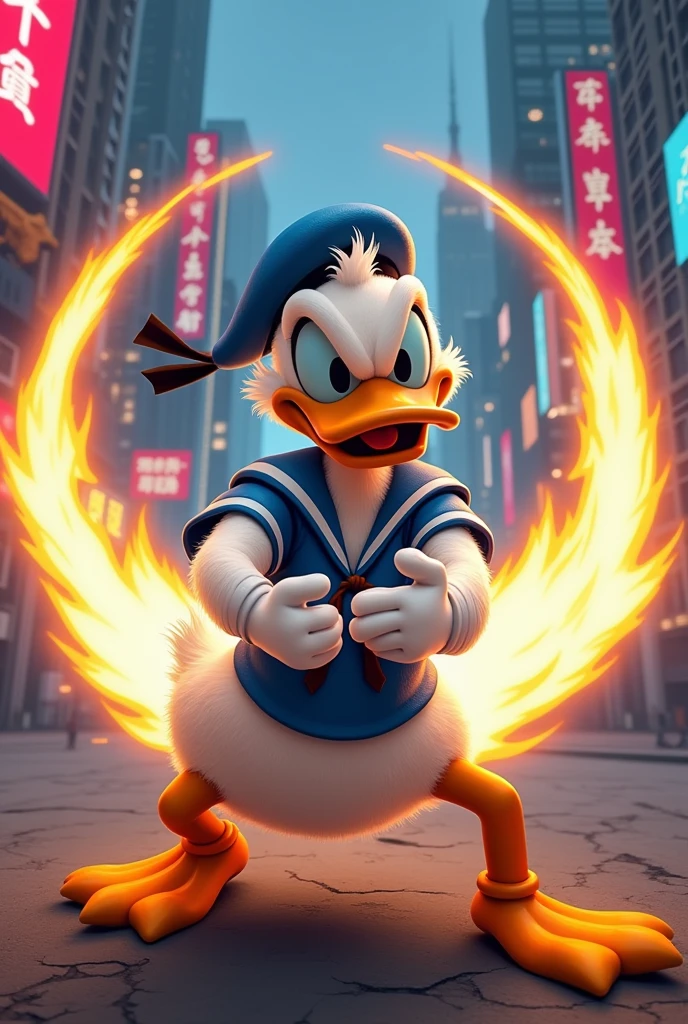 Donald Duck performing the Hadouken