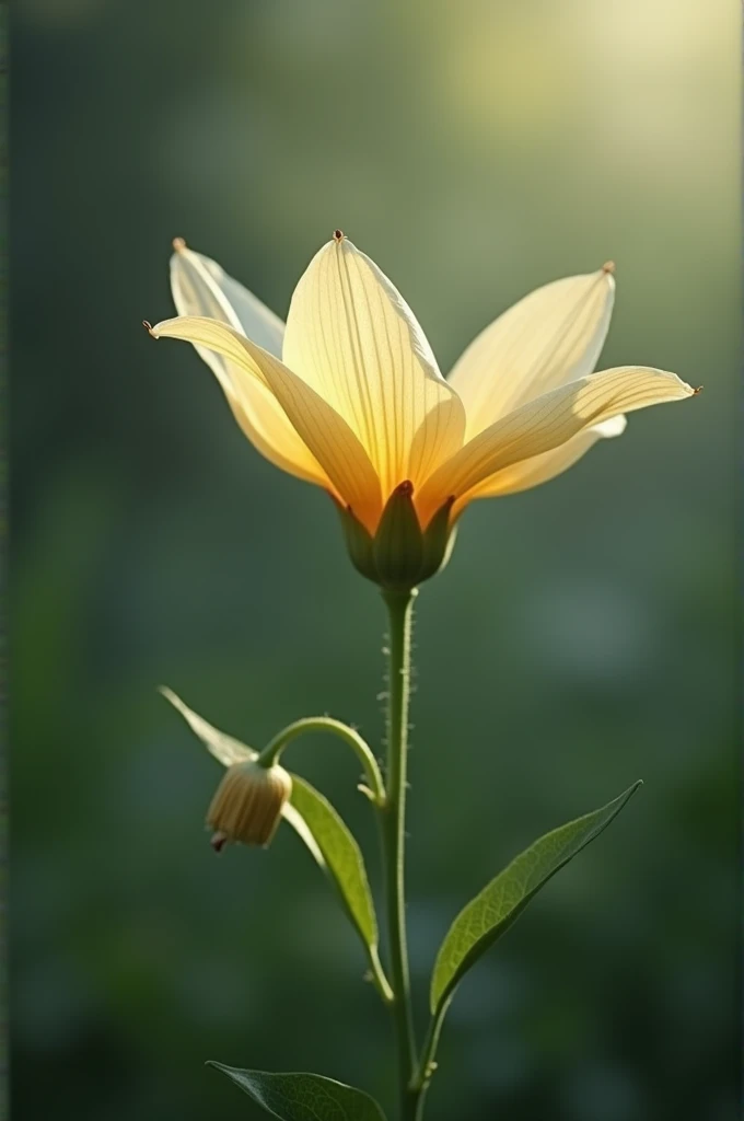 A slightly wilted but alive flower using physics
