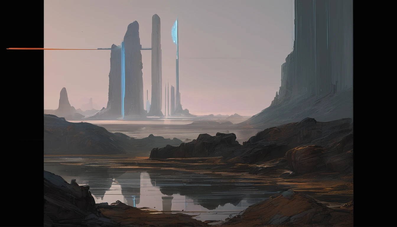 "Type of Image {Sketch}, Subject Description {A forgotten, towering stone gateway with mysterious glyphs, surrounded by the remnants of an ancient civilization, and a rift in time and space opening above it}, Art Styles {concept art, line art}, Art Inspirations {Syd Mead, Feng Zhu}, Camera {short telephoto lens}, Shot {extreme close-up of the glyphs and rift}, Render Related Information {detailed, monochromatic, cross-hatching technique}"