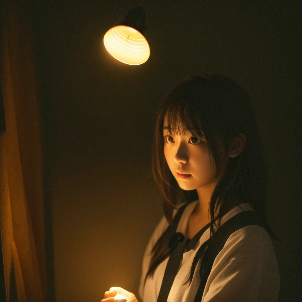 Light in the Dark Background、one person's、Highest quality、smile、(masterpiece), (Highest quality), (Very detailed)、Facing forward