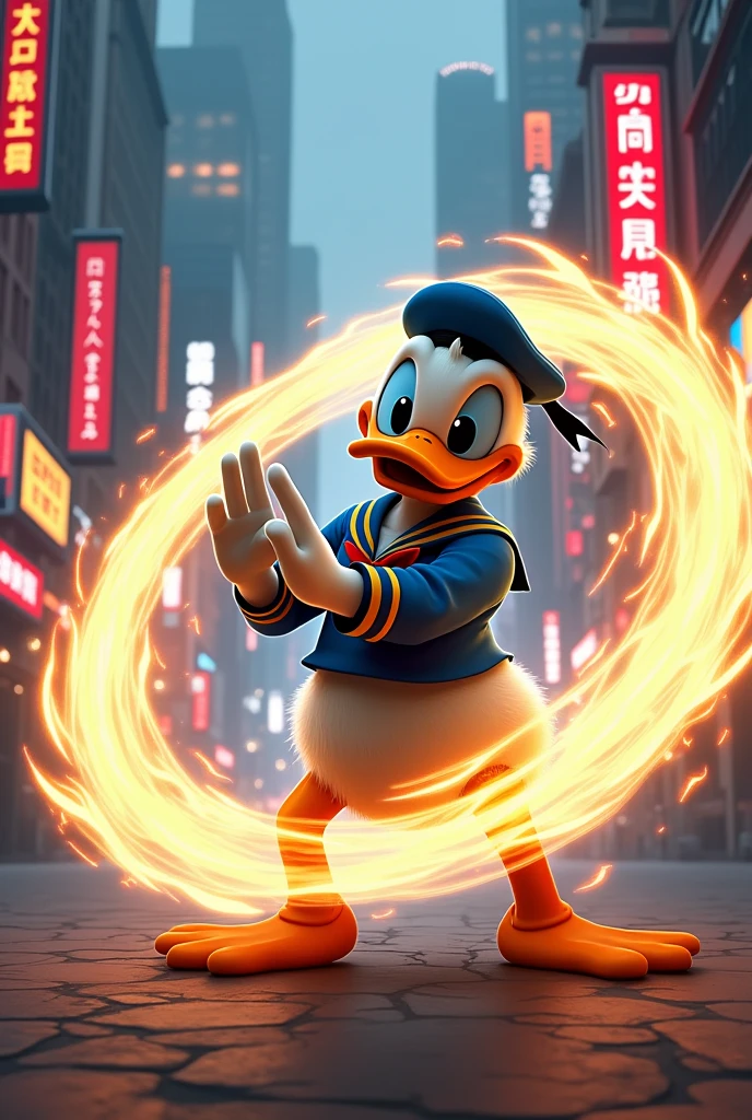 Donald Duck performing the Hadouken