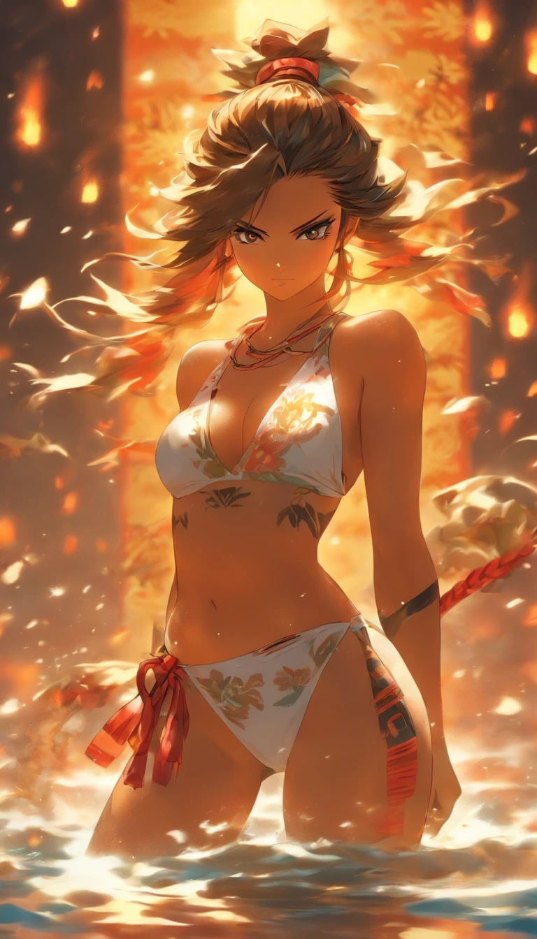 Samurai Swordsman woman In underwear Full body sexy underwear Full body sexy White swimsuit sexy whole body
