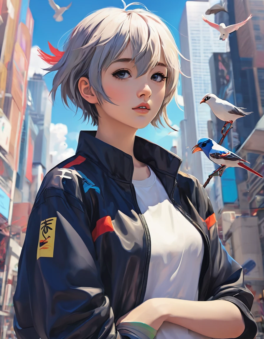 Arty is the future of anime. Bird's-eye, dirty woman, sitting on a chair in a dilapidated house, wet dirty hair above the eyes, fitted shirt with detailed trim and pleated skirt. Vixip, Close-up landscape, damage. Hand drawing, cinematic lighting, very detailed. WHITE, brown, red. perfect composition, masterpiece, Best quality, 4K, Sharp Focus. Ideal Anatomy.