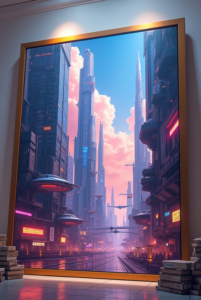 Futuristic painting on a board