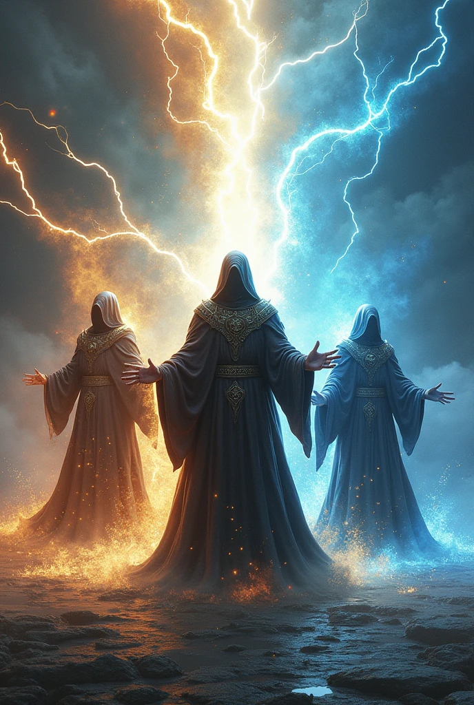 Three wizards Throwing powers forward 