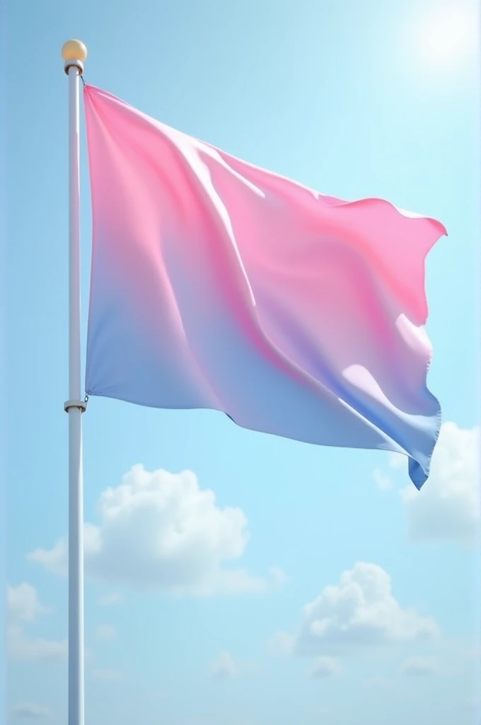 A flag with pink colors, blue and white 