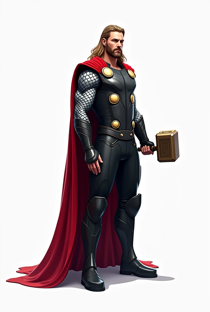 Help me generate an AI game art application analysis，Similar to long PDF，Portfolio format，Don&#39;t need too many colors，Be formal, Marvel's thor with mdjonir hammer, The combination of Huawei&#39;s White background，Need to include typographic elements，Design elements, etc.，Novel board style，Reference dribbble，Behance and other creative websites。