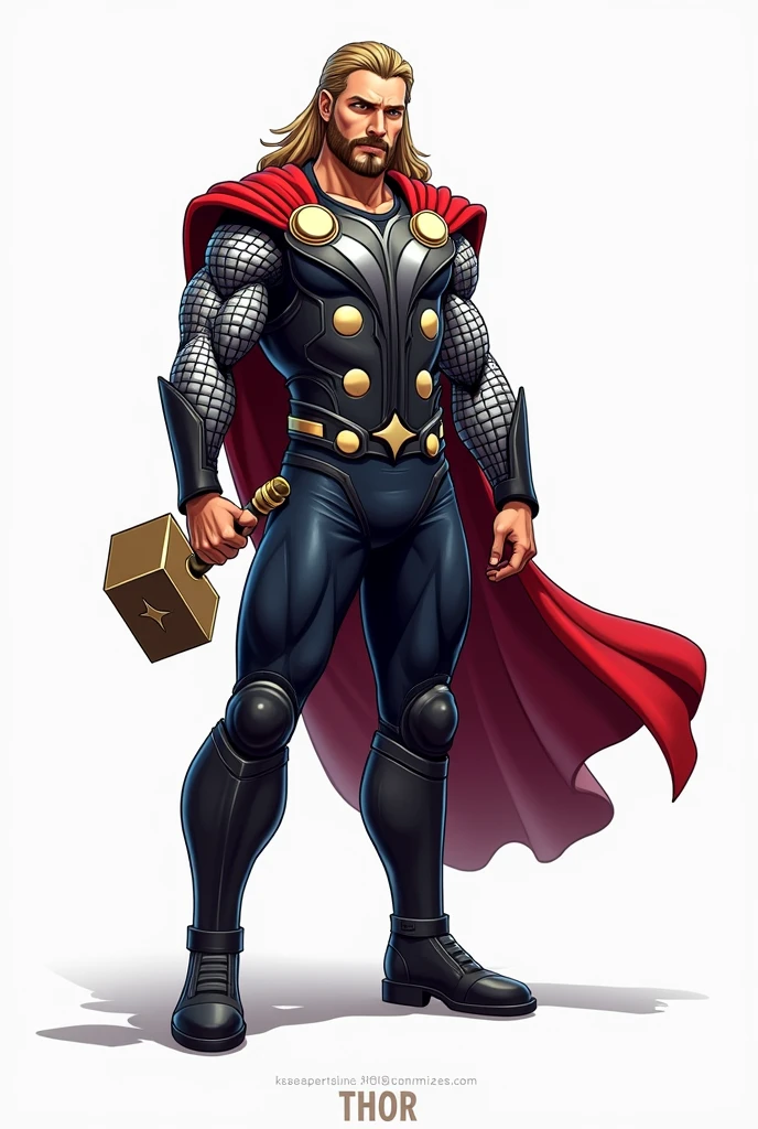 Help me generate an AI game art application analysis，Similar to long PDF，Portfolio format，Don&#39;t need too many colors，Be formal, Marvel's thor with mdjonir hammer, The combination of Huawei&#39;s White background，Need to include typographic elements，Design elements, etc.，Novel board style，Reference dribbble，Behance and other creative websites。