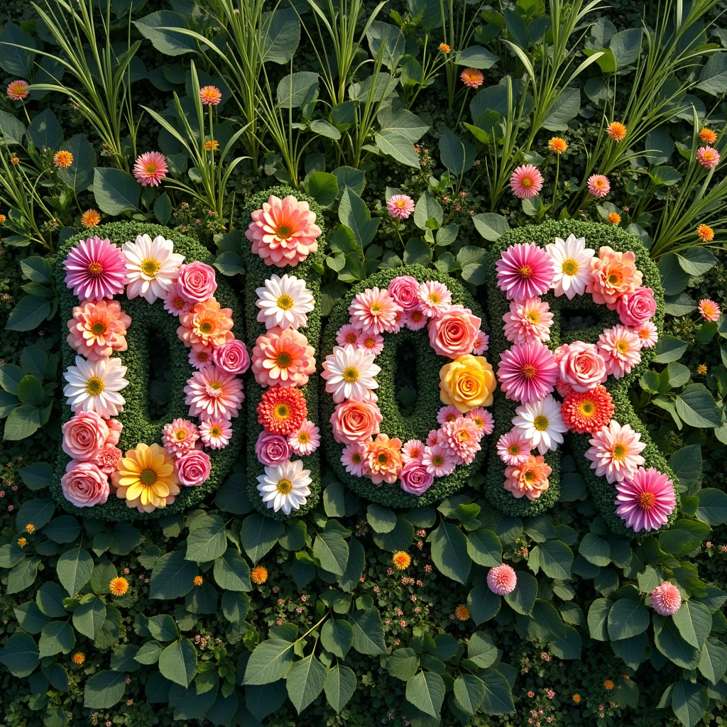 Those DIORIS letters made of flowers among the weeds seen from above