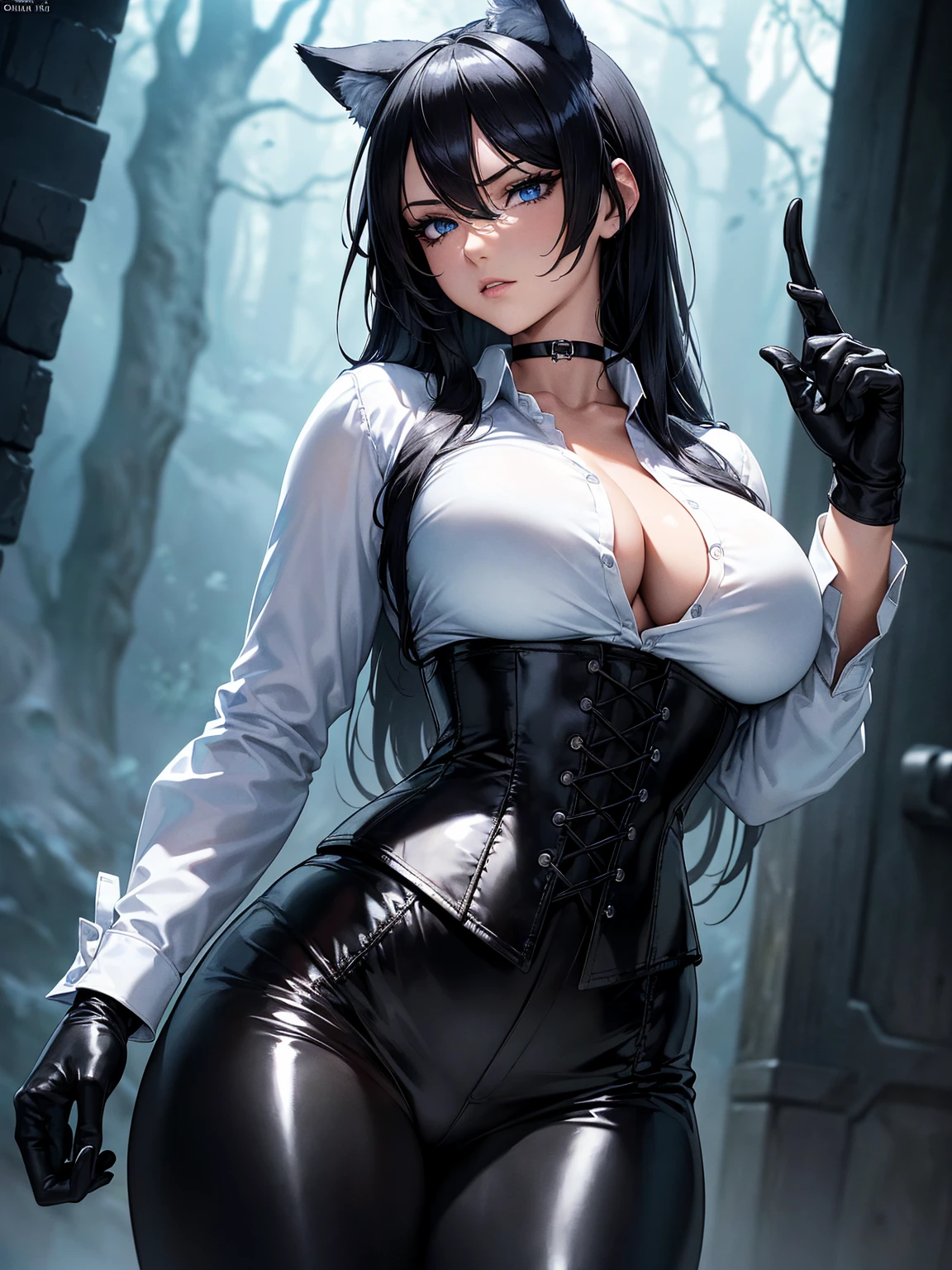 And the canes, blackquality hair, white skin covered in white makeup, big boobies, black gothic punk clothes