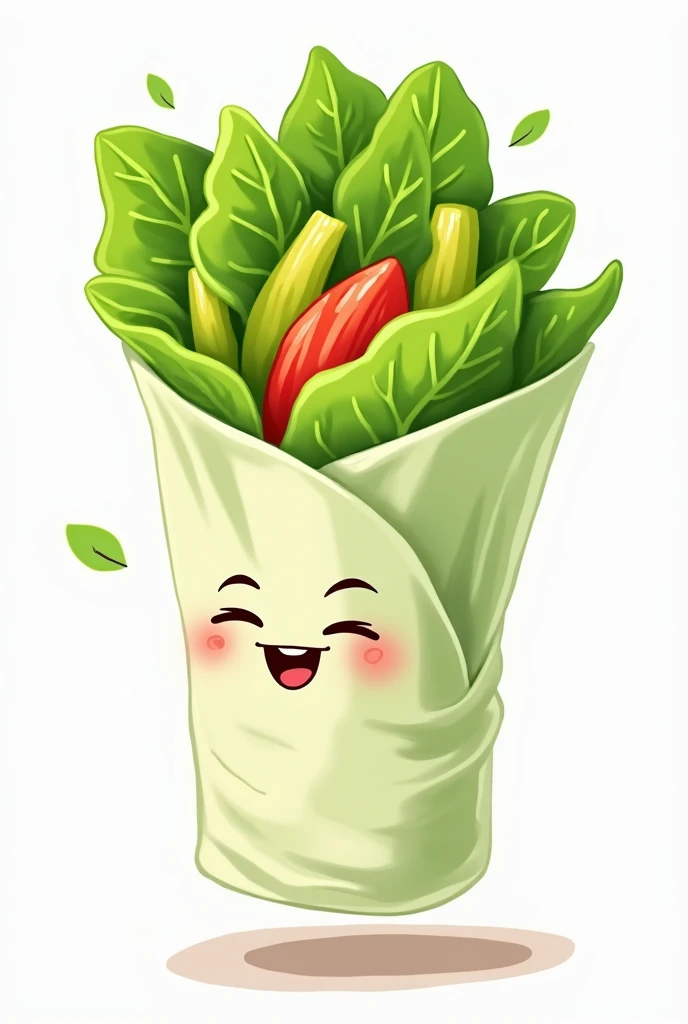 vietnamese salad roll. wrap a lot of lettuce salad with translucent rice paper. For marketing business. Image of cartoon