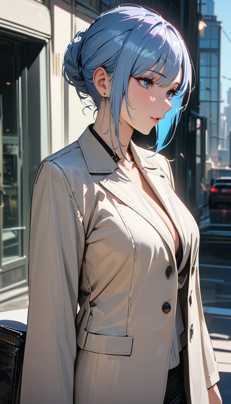 masterpiece , modern, Verism, masterpiece, super detail, best quality, 4K ,((Adult face)), woman,Wearing a white coat,Mature woman
