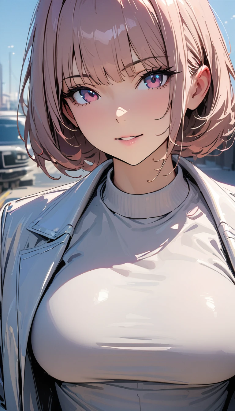 masterpiece , modern, Verism, masterpiece, super detail, best quality, 4K ,((Adult face)), woman,Wearing a white coat,Mature woman