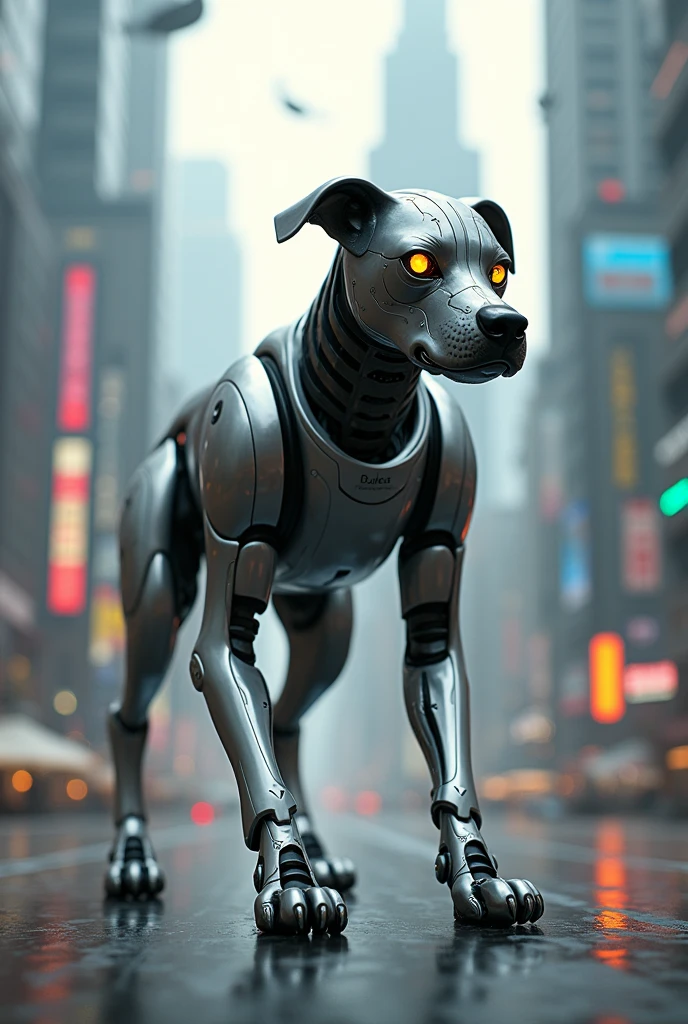 A cybernetic android boxer dog in the year 3000 should be realistic