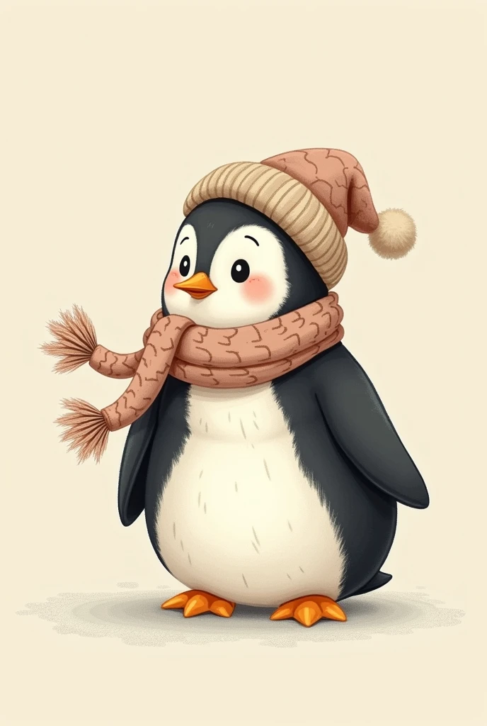 penguin with hat and scarf old animation