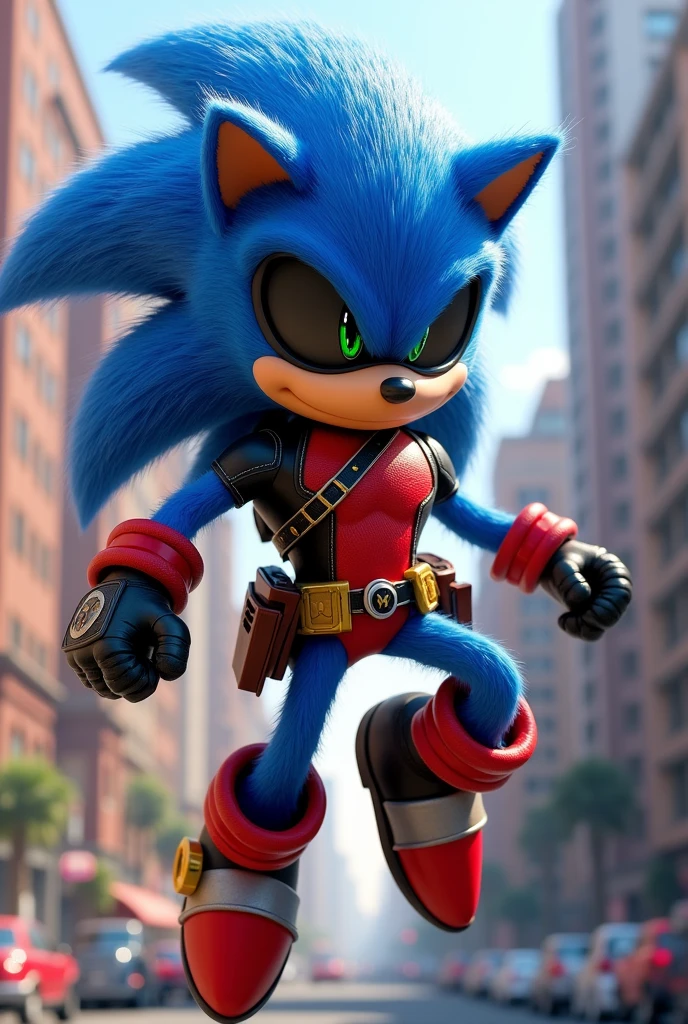 Sonic dressed as Deadpool
