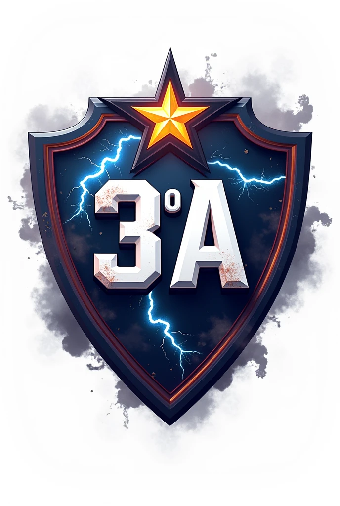 Football team shield with stars, lightning and smoke with the name 3°A on a white background