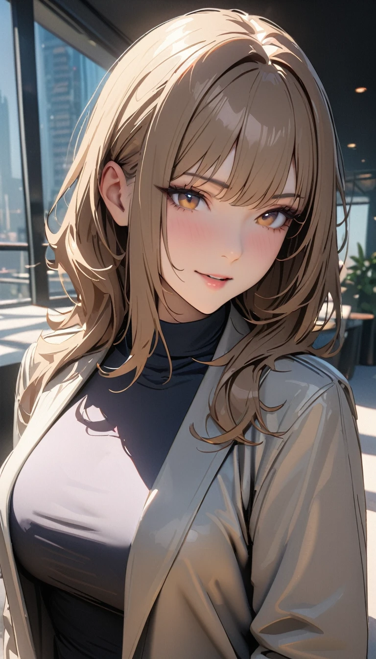 masterpiece , modern, Verism, masterpiece, super detail, best quality, 4K ,((Adult face)), woman,Wearing a white coat,Mature woman