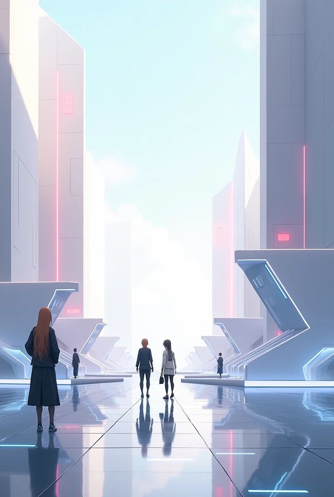 a futuristic anime with minimalist background in 4k resolution in landscape mode