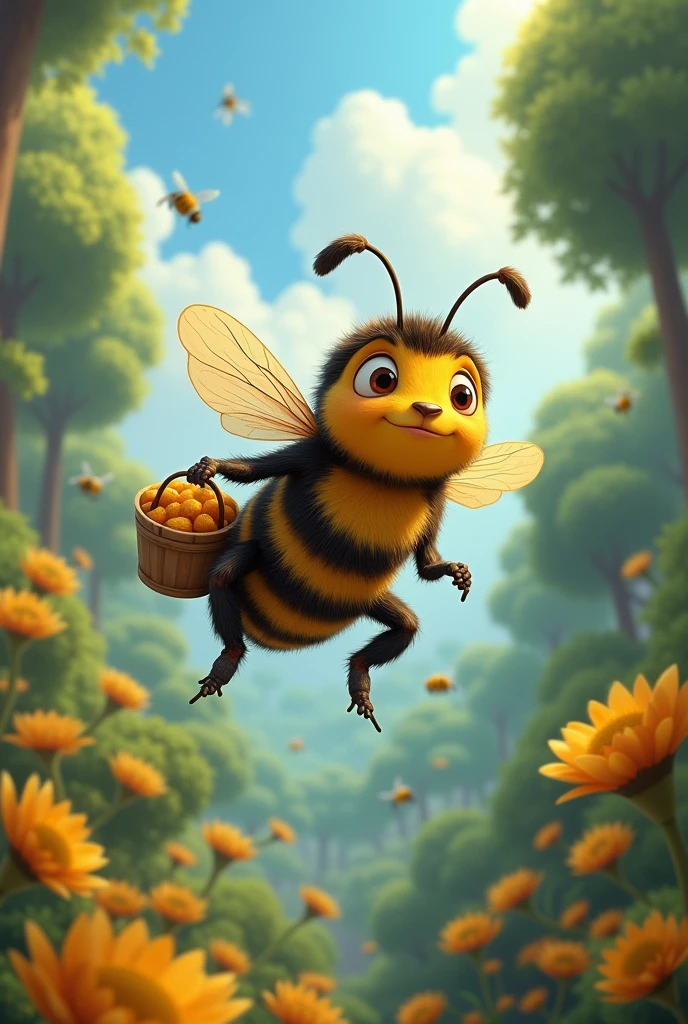 reference force
a close up of a cartoon bee flying through the air, a storybook illustration, concept art, by Vladimir Kush, maya bee, 3d bee, bee (bee), promotional rendering
In hyper realistic pixar style, an araffe bee flying over a forest with a bucket of honey, painting big bees flying, fantasy beekeeper, mayan bee, bee closeup painting, (bee), honey and bee hive, honey, be happy, 3 d bee, made of bees, big bee, adorable digital painting, flying bees, bee human structure concept art, bees, official art