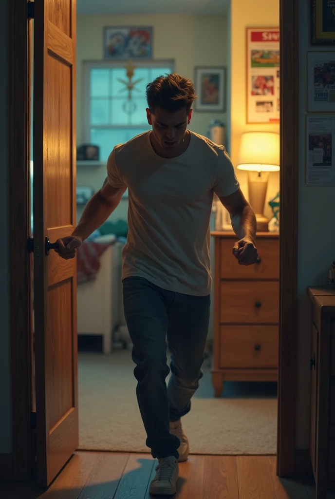 An angry young man goes to his room 