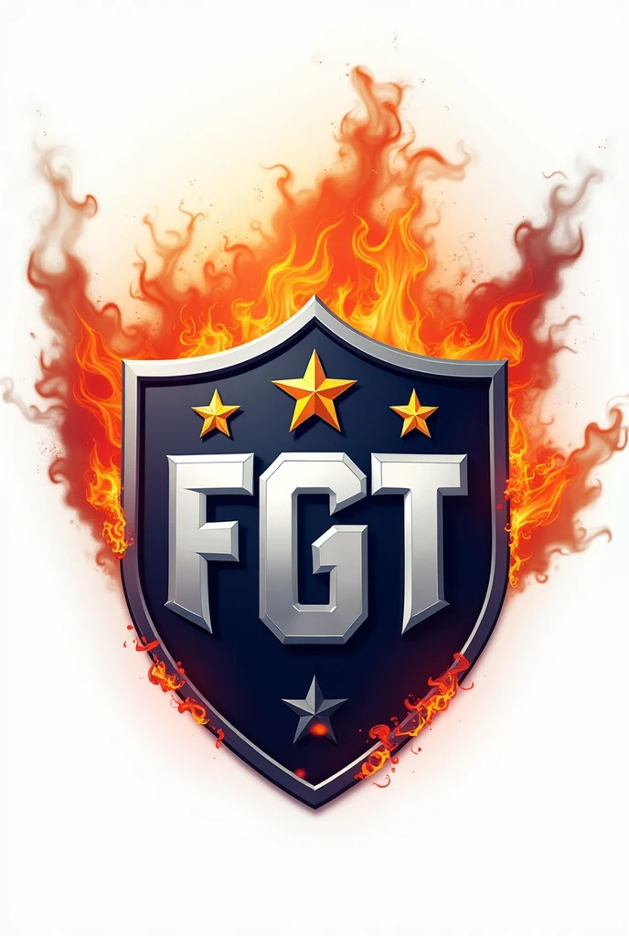 Football team shield with stars, fire and smoke with name 3°B white background