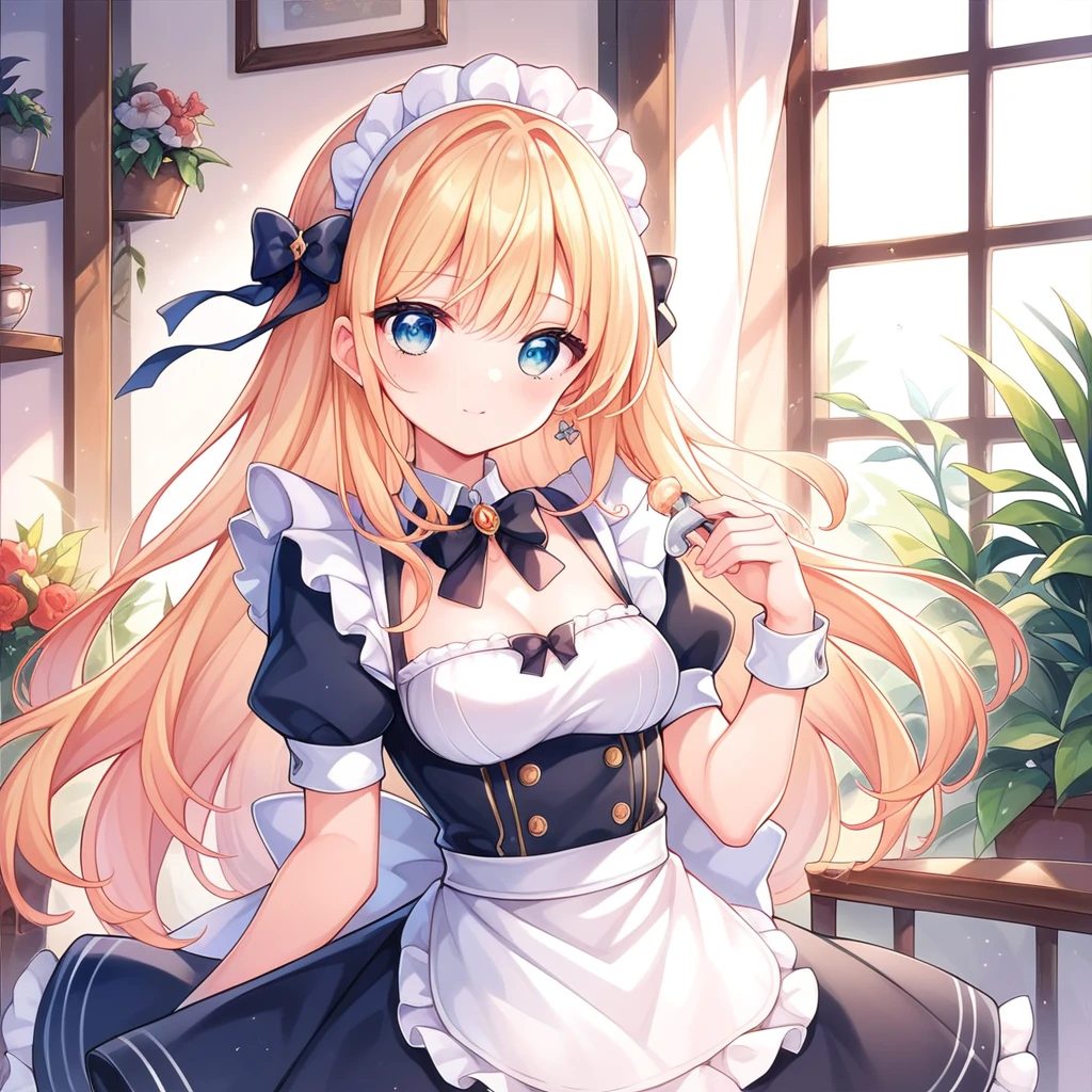 score_9, score_8_superior, score_7_superior (score_9:0.9),score_8_superior,score_7_superior,Anime Style,evaluation_Safety,(PDXL),Maid's Headdress,lira,Maid clothes,One person,alone,View your viewers,Elf Ears,Medium chest,Black Hair,robot,