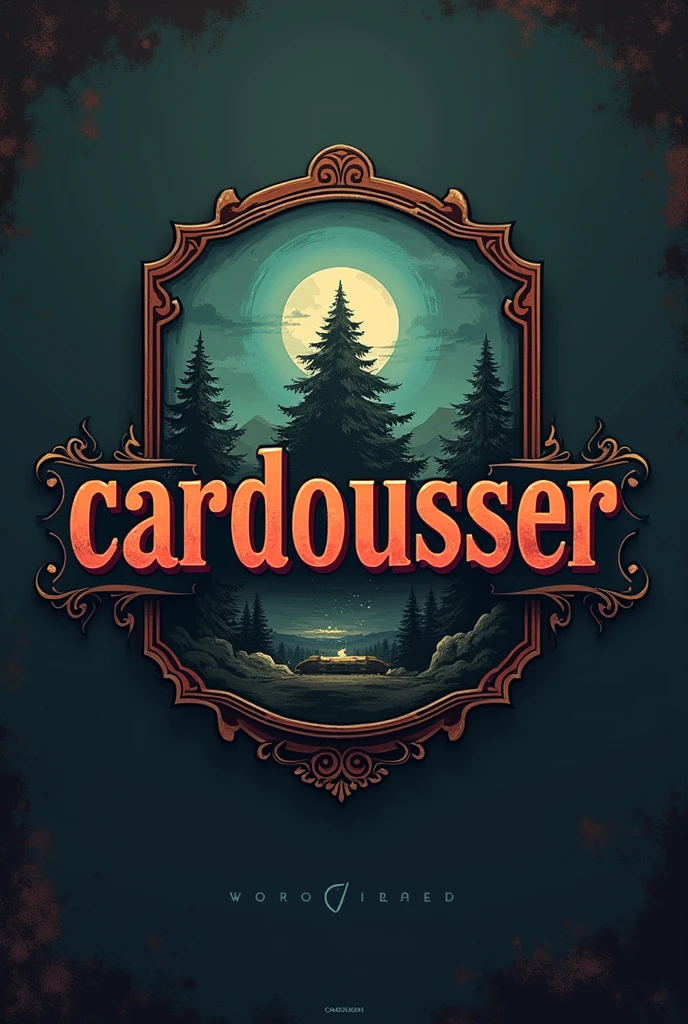 Make an image focused on a professional game player using the name Cardousser in the center and focusing heavily on the background, highlighting, don't create a person, focus like it's a logo for me, These logos look very old-fashioned